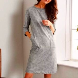 Boden Hannah Glitter Leaves Sweatshirt Dress Gray Crewneck Cotton Women's Sz 10